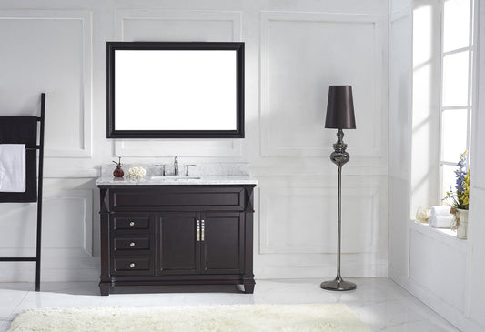 Virtu USA Victoria 48" Single Bath Vanity with Marble Top and Square Sink with Brushed Nickel Faucet and Mirror - Luxe Bathroom Vanities Luxury Bathroom Fixtures Bathroom Furniture