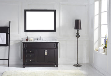 Virtu USA Victoria 48" Single Bath Vanity with Marble Top and Square Sink with Polished Chrome Faucet and Mirror - Luxe Bathroom Vanities Luxury Bathroom Fixtures Bathroom Furniture