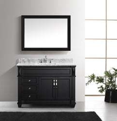 Virtu USA Victoria 48" Single Bath Vanity with Marble Top and Square Sink with Polished Chrome Faucet and Mirror - Luxe Bathroom Vanities Luxury Bathroom Fixtures Bathroom Furniture