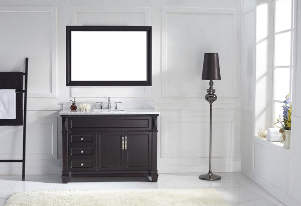 Virtu USA Victoria 48" Single Bath Vanity with Marble Top and Square Sink with Mirror - Luxe Bathroom Vanities Luxury Bathroom Fixtures Bathroom Furniture