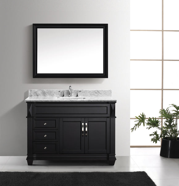 Virtu USA Victoria 48" Single Bath Vanity with Marble Top and Square Sink with Mirror - Luxe Bathroom Vanities Luxury Bathroom Fixtures Bathroom Furniture