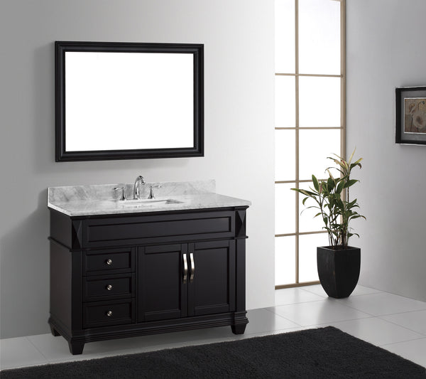 Virtu USA Victoria 48" Single Bath Vanity with Marble Top and Square Sink with Mirror - Luxe Bathroom Vanities Luxury Bathroom Fixtures Bathroom Furniture