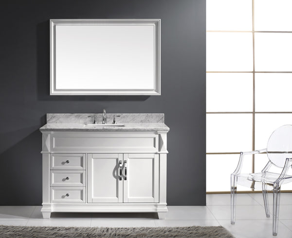 Virtu USA Victoria 48" Single Bath Vanity with Marble Top and Square Sink with Mirror - Luxe Bathroom Vanities Luxury Bathroom Fixtures Bathroom Furniture