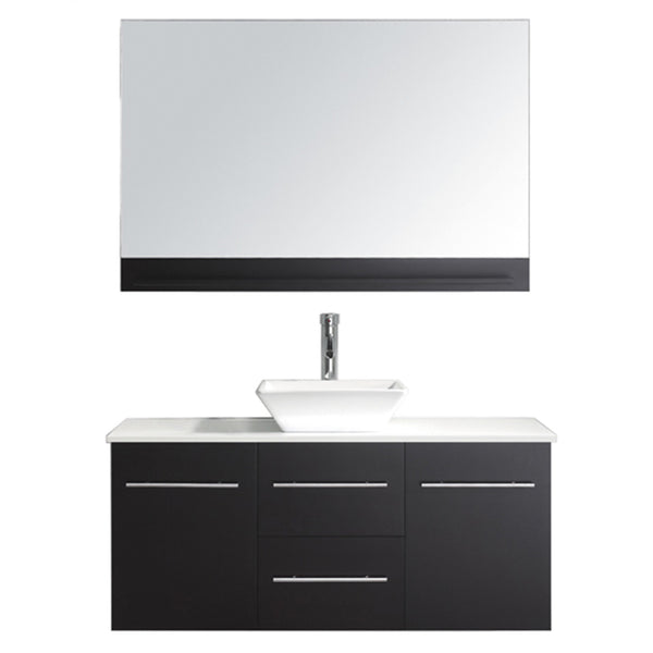 Virtu USA Marsala 48" Single Bath Vanity in Espresso with White Engineered Stone Top and Square Sink with Polished Chrome Faucet and Mirror - Luxe Bathroom Vanities Luxury Bathroom Fixtures Bathroom Furniture