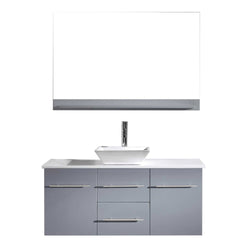 Virtu USA Marsala 48" Single Bath Vanity with White Engineered Stone Top and Square Sink with Polished Chrome Faucet and Mirror - Luxe Bathroom Vanities