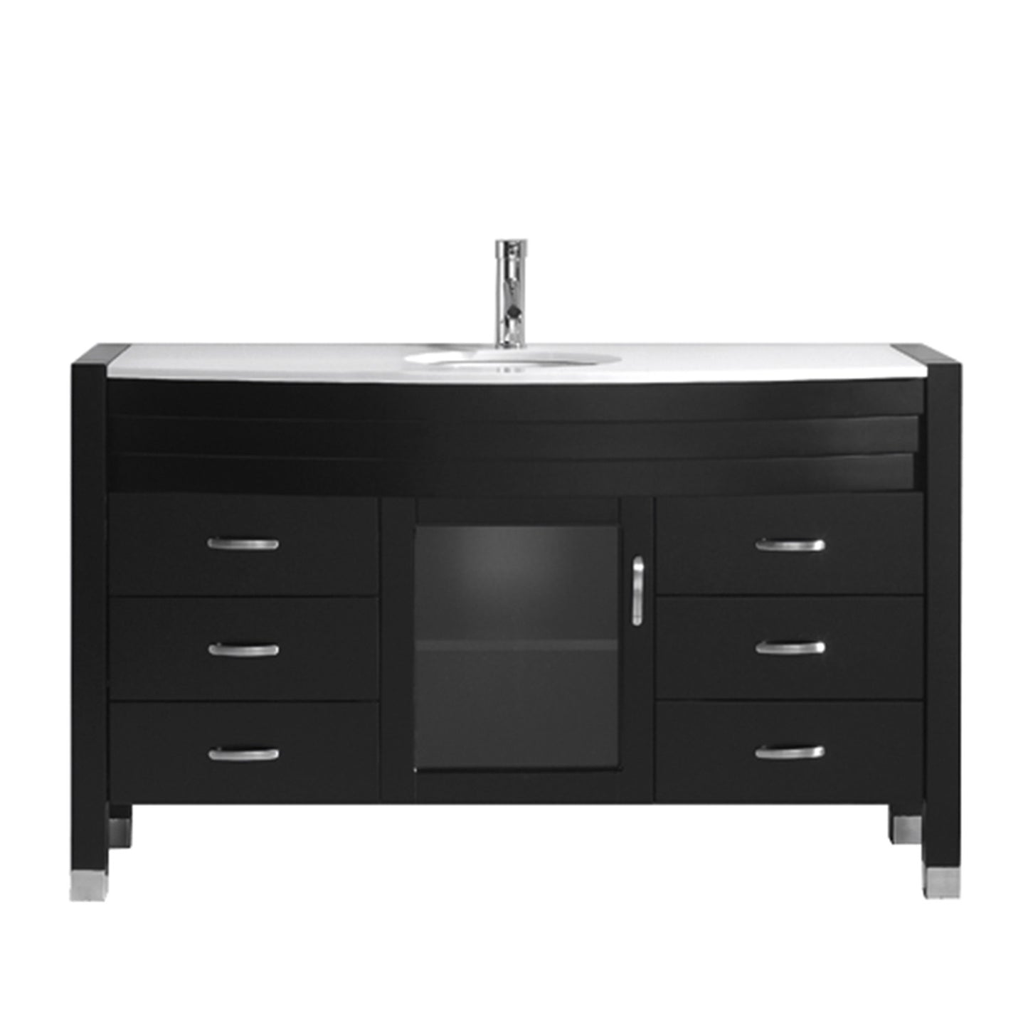 Virtu USA Ava 55" Single Bath Vanity with White Engineered Stone Top and Round Sink with Polished Chrome Faucet - Luxe Bathroom Vanities Luxury Bathroom Fixtures Bathroom Furniture