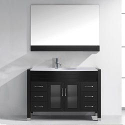 Virtu USA Ava 48" Single Bath Vanity in Espresso with White Engineered Stone Top and Round Sink with Brushed Nickel Faucet and Mirror - Luxe Bathroom Vanities Luxury Bathroom Fixtures Bathroom Furniture
