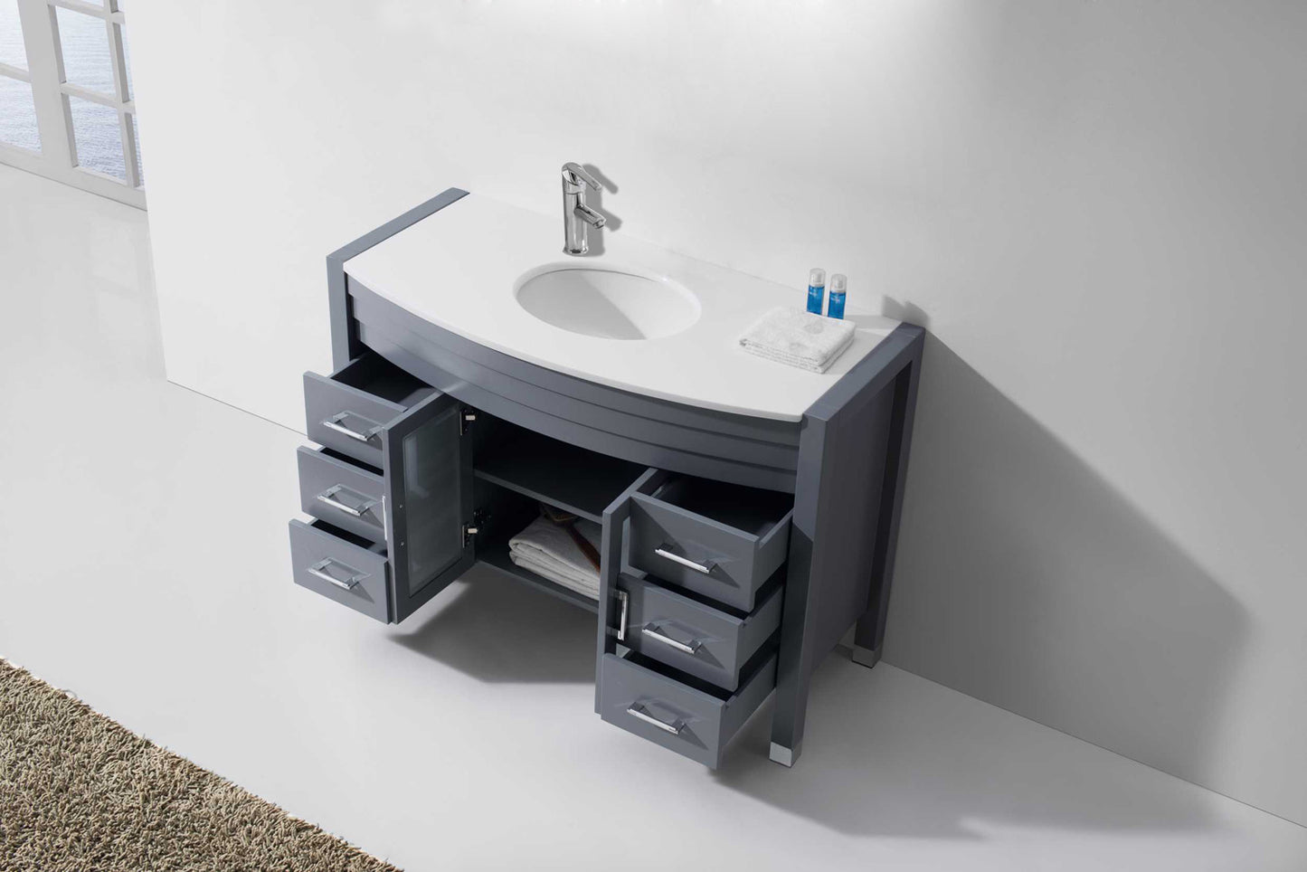 Virtu USA Ava 48" Single Bath Vanity with White Engineered Stone Top and Round Sink - Luxe Bathroom Vanities