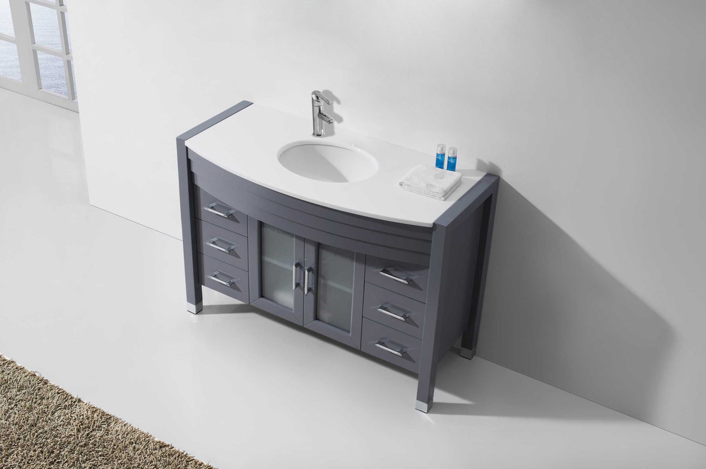 Virtu USA Ava 48" Single Bath Vanity with White Engineered Stone Top and Round Sink - Luxe Bathroom Vanities