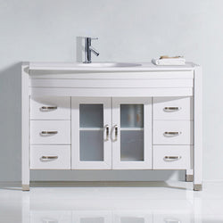 Virtu USA Ava 48" Single Bath Vanity with White Engineered Stone Top and Round Sink with Polished Chrome Faucet - Luxe Bathroom Vanities Luxury Bathroom Fixtures Bathroom Furniture