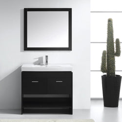 Virtu USA Gloria 36" Single Bath Vanity in Espresso with White Ceramic Top and Square Sink with Mirror - Luxe Bathroom Vanities Luxury Bathroom Fixtures Bathroom Furniture