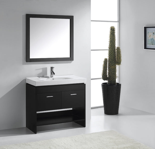 Virtu USA Gloria 36" Single Bath Vanity in Espresso with White Ceramic Top and Square Sink with Mirror - Luxe Bathroom Vanities Luxury Bathroom Fixtures Bathroom Furniture