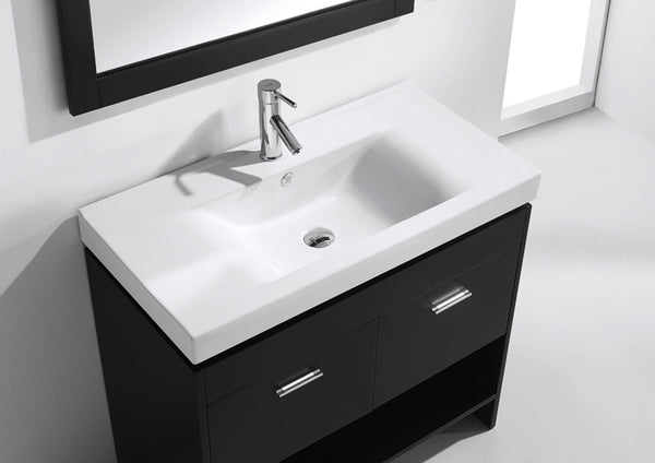 Virtu USA Gloria 36" Single Bath Vanity in Espresso with White Ceramic Top and Square Sink with Mirror - Luxe Bathroom Vanities Luxury Bathroom Fixtures Bathroom Furniture