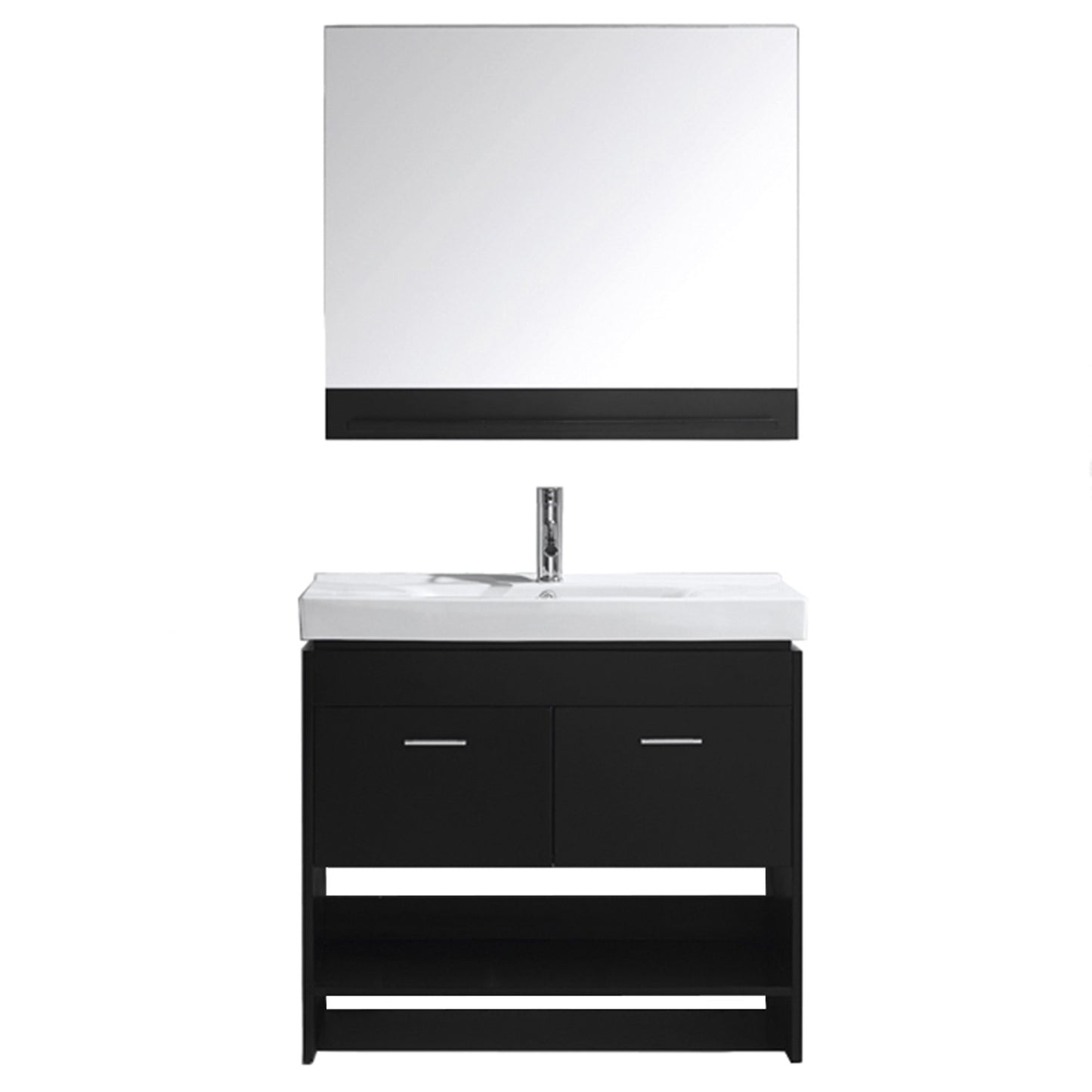 Virtu USA Gloria 36" Single Bath Vanity with White Ceramic Top and Square Sink with Polished Chrome Faucet and Mirror - Luxe Bathroom Vanities Luxury Bathroom Fixtures Bathroom Furniture