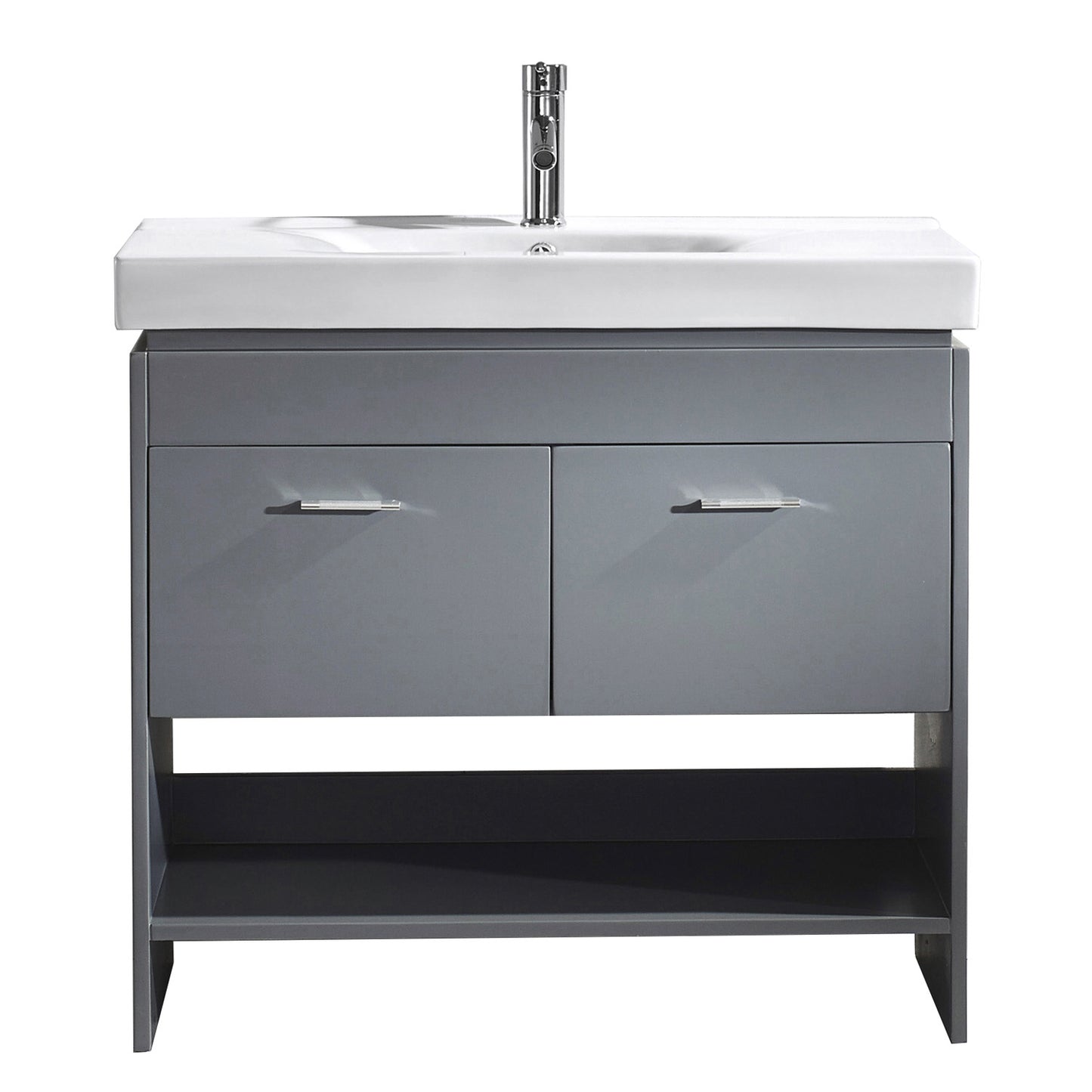 Virtu USA Gloria 36" Single Bath Vanity with White Ceramic Top and Square Sink with Polished Chrome Faucet - Luxe Bathroom Vanities Luxury Bathroom Fixtures Bathroom Furniture