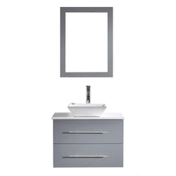 Virtu USA Marsala 29" Single Bath Vanity with White Engineered Stone Top and Square Sink with Polished Chrome Faucet and Mirror - Luxe Bathroom Vanities Luxury Bathroom Fixtures Bathroom Furniture