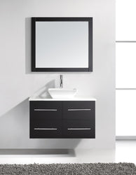 Virtu USA Marsala 35" Single Bath Vanity in Espresso with White Engineered Stone Top and Square Sink with Polished Chrome Faucet and Mirror - Luxe Bathroom Vanities Luxury Bathroom Fixtures Bathroom Furniture