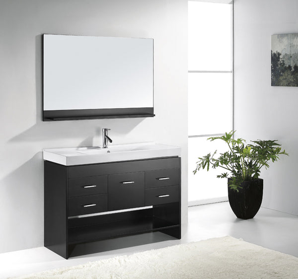 Virtu USA Gloria 48" Single Bath Vanity in Espresso with White Ceramic Top and Square Sink with Brushed Nickel Faucet and Mirror - Luxe Bathroom Vanities Luxury Bathroom Fixtures Bathroom Furniture