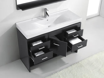 Virtu USA Gloria 48" Single Bath Vanity in Espresso with White Ceramic Top and Square Sink with Brushed Nickel Faucet and Mirror - Luxe Bathroom Vanities Luxury Bathroom Fixtures Bathroom Furniture