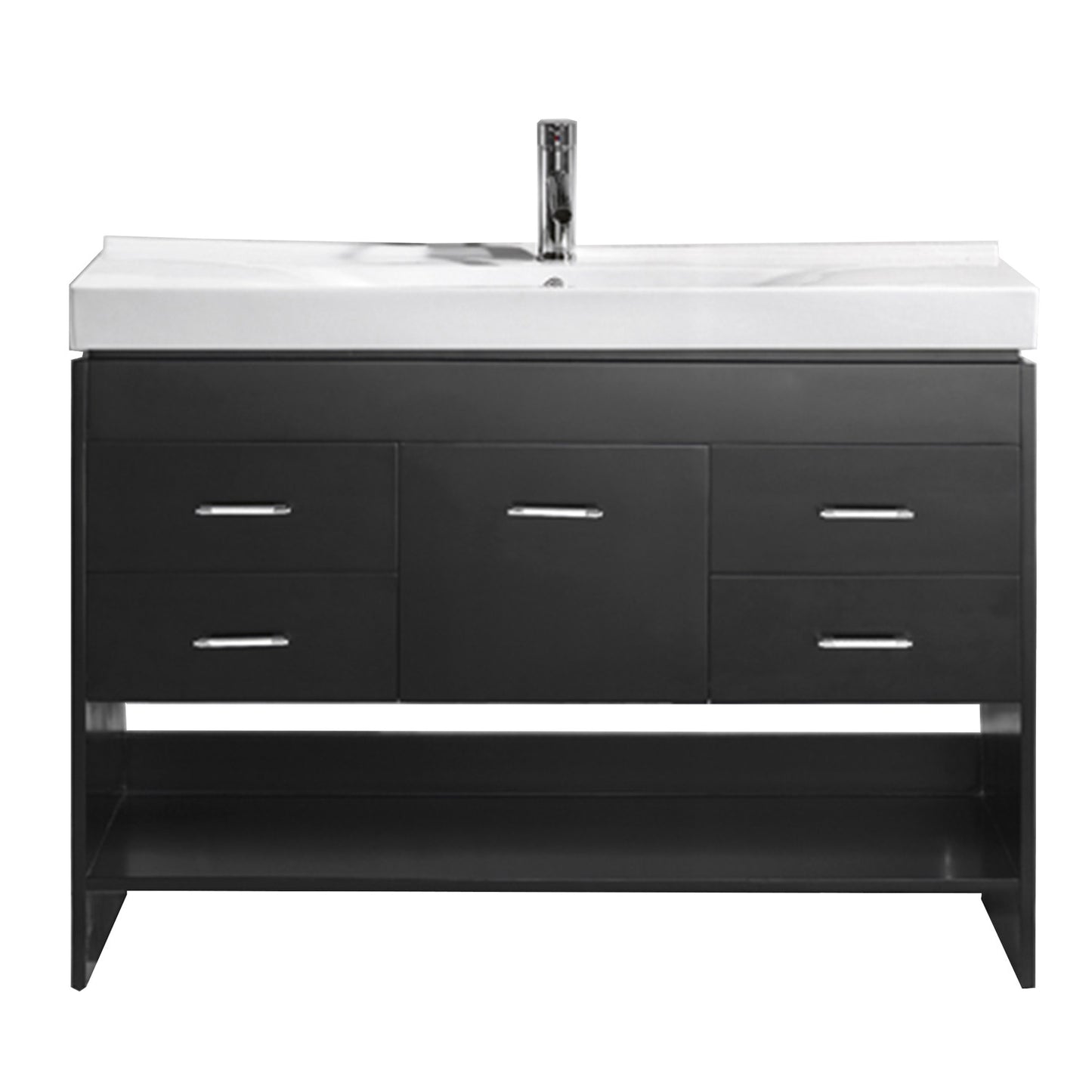 Virtu USA Gloria 48" Single Bath Vanity with White Ceramic Top and Square Sink with Polished Chrome Faucet - Luxe Bathroom Vanities Luxury Bathroom Fixtures Bathroom Furniture