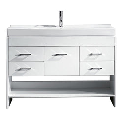 Virtu USA Gloria 48" Single Bath Vanity with White Ceramic Top and Square Sink with Polished Chrome Faucet - Luxe Bathroom Vanities Luxury Bathroom Fixtures Bathroom Furniture