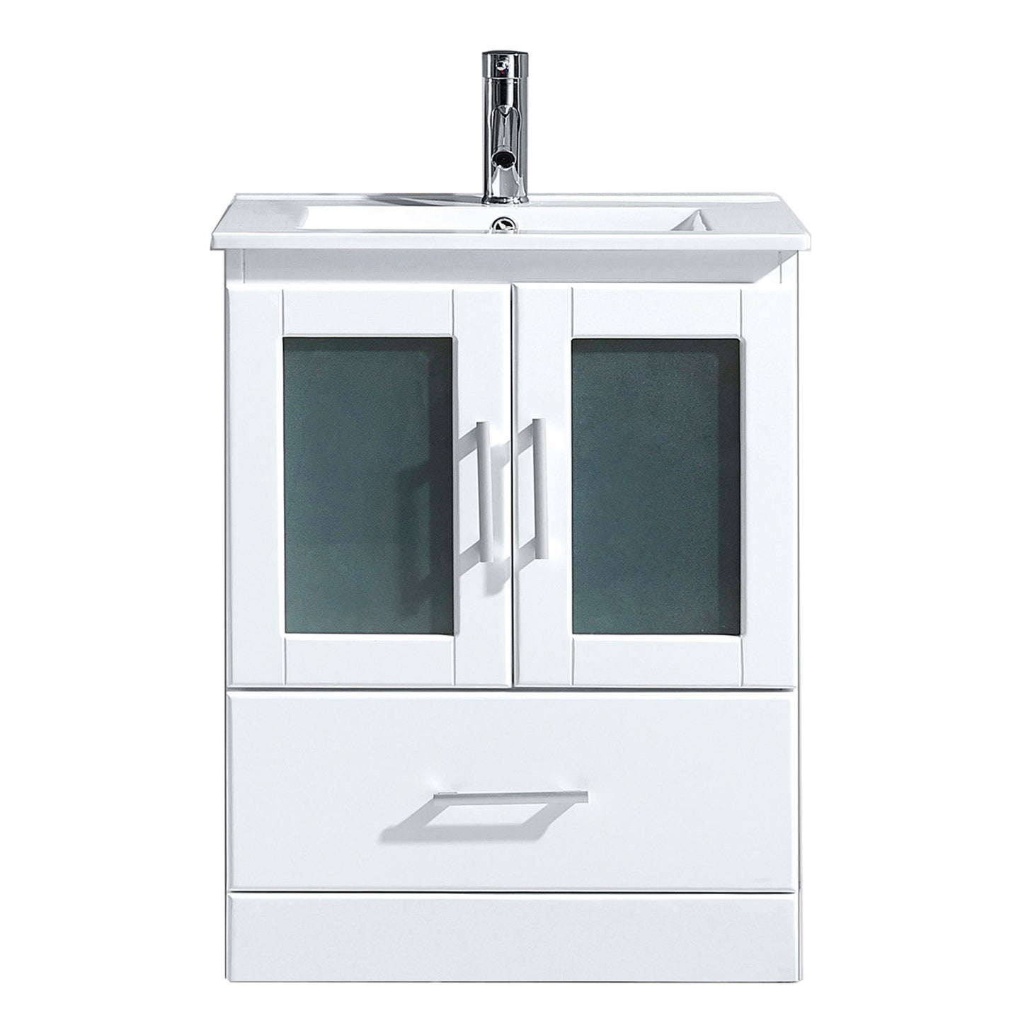 Virtu USA Zola 24" Single Bath Vanity with Slim White Ceramic Top and Square Sink with Polished Chrome Faucet - Luxe Bathroom Vanities Luxury Bathroom Fixtures Bathroom Furniture