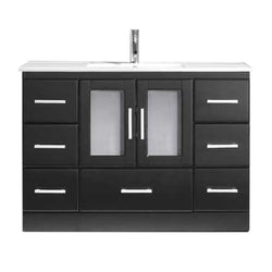 Virtu USA Zola 48" Single Bath Vanity with Slim White Ceramic Top and Square Sink with Brushed Nickel Faucet - Luxe Bathroom Vanities Luxury Bathroom Fixtures Bathroom Furniture
