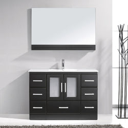 Virtu USA Zola 48" Single Bath Vanity with Slim White Ceramic Top and Square Sink with Polished Chrome Faucet and Mirror - Luxe Bathroom Vanities Luxury Bathroom Fixtures Bathroom Furniture