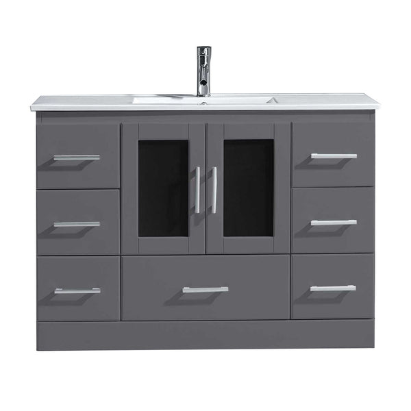 Virtu USA Zola 48" Single Bath Vanity with Slim White Ceramic Top and Square Sink with Polished Chrome Faucet - Luxe Bathroom Vanities Luxury Bathroom Fixtures Bathroom Furniture