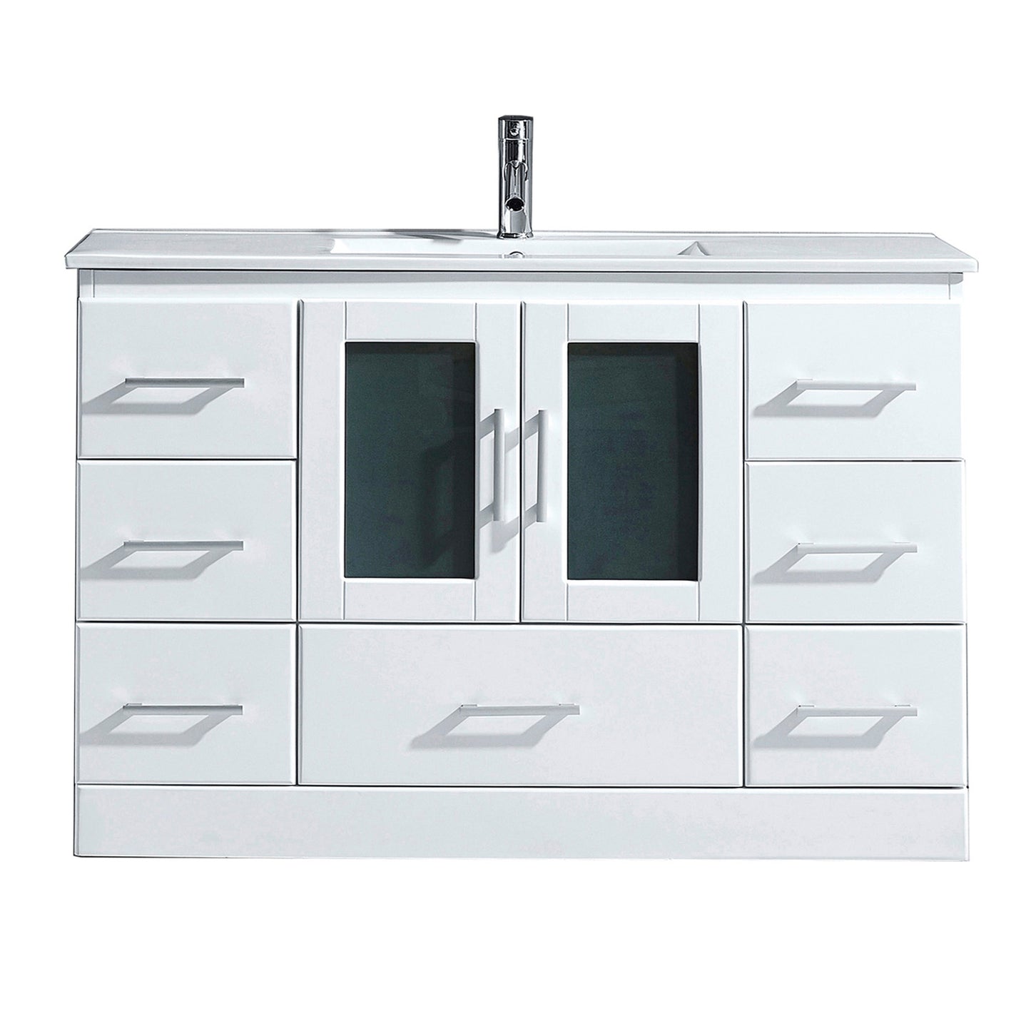 Virtu USA Zola 48" Single Bath Vanity with Slim White Ceramic Top and Square Sink with Polished Chrome Faucet - Luxe Bathroom Vanities Luxury Bathroom Fixtures Bathroom Furniture