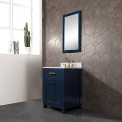Water Creation VIOLA 24" Inch Single Sink Carrara White Marble Vanity In Monarch Blue - Luxe Bathroom Vanities