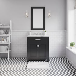Water Creation Madison 30 Inch  Single Sink Bathroom Vanity With Matching Framed Mirror And Faucet - Luxe Bathroom Vanities