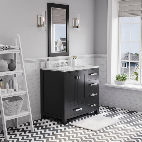 Water Creation Madison 36 Inch Wide Single Sink Bathroom Vanity With Matching Mirror And Faucets - Luxe Bathroom Vanities
