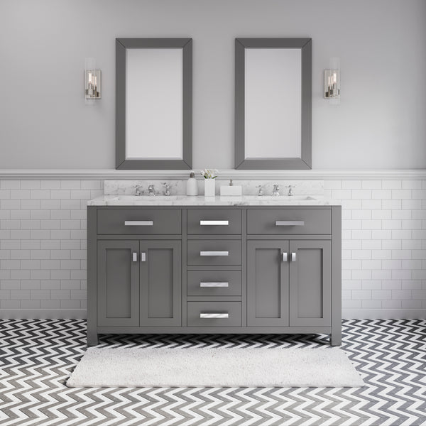 Water Creation Madison  60 Inch Double Sink Bathroom Vanity With Faucet - Luxe Bathroom Vanities