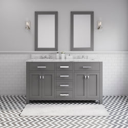Water Creation Madison 60 Inch Double Sink Bathroom Vanity With 2 Matching Framed Mirrors - Luxe Bathroom Vanities