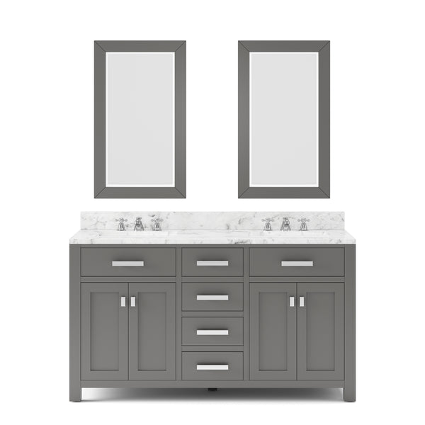 Water Creation Madison 60 Inch Double Sink Bathroom Vanity With 2 Matching Framed Mirrors And Faucets - Luxe Bathroom Vanities