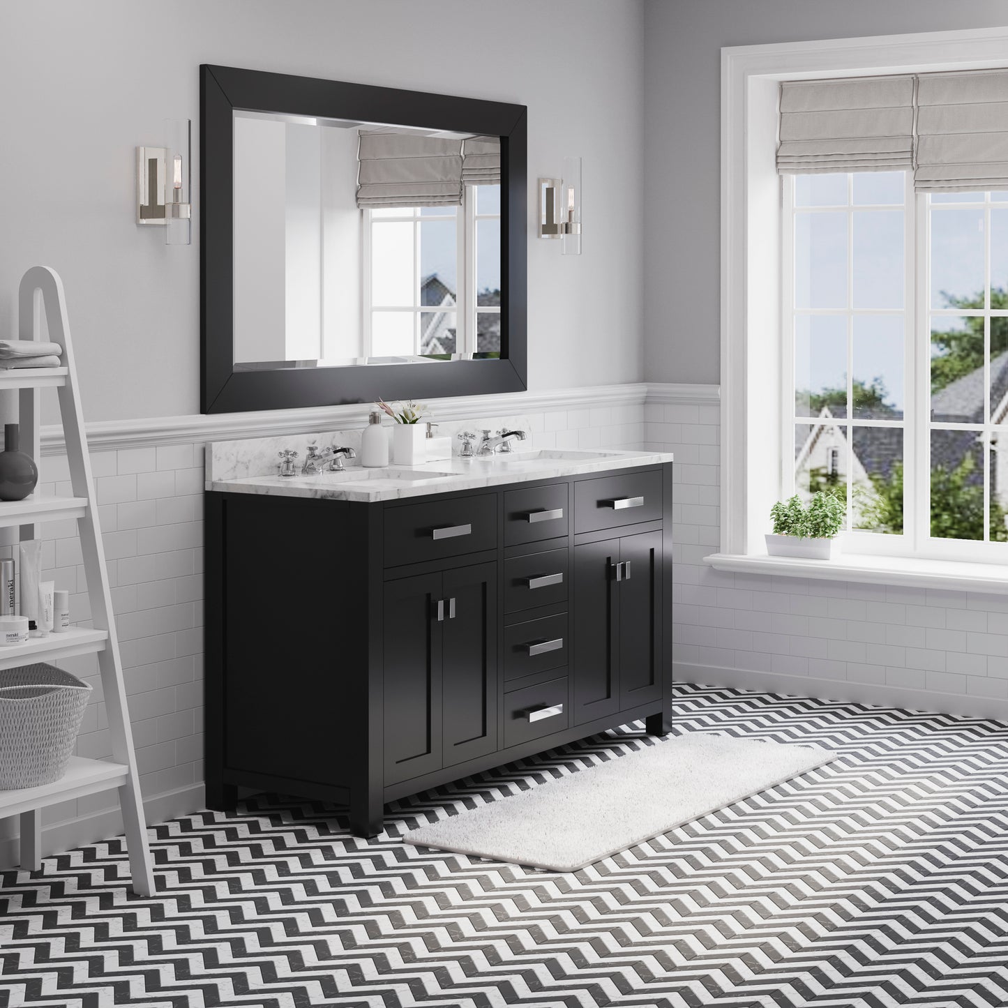 Water Creation Madison 60 Inch Double Sink Bathroom Vanity With Matching Framed Mirror - Luxe Bathroom Vanities