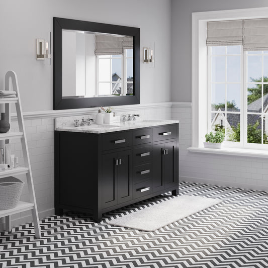 Water Creation Madison 60 Inch Double Sink Bathroom Vanity With Matching Framed Mirror And Faucet - Luxe Bathroom Vanities