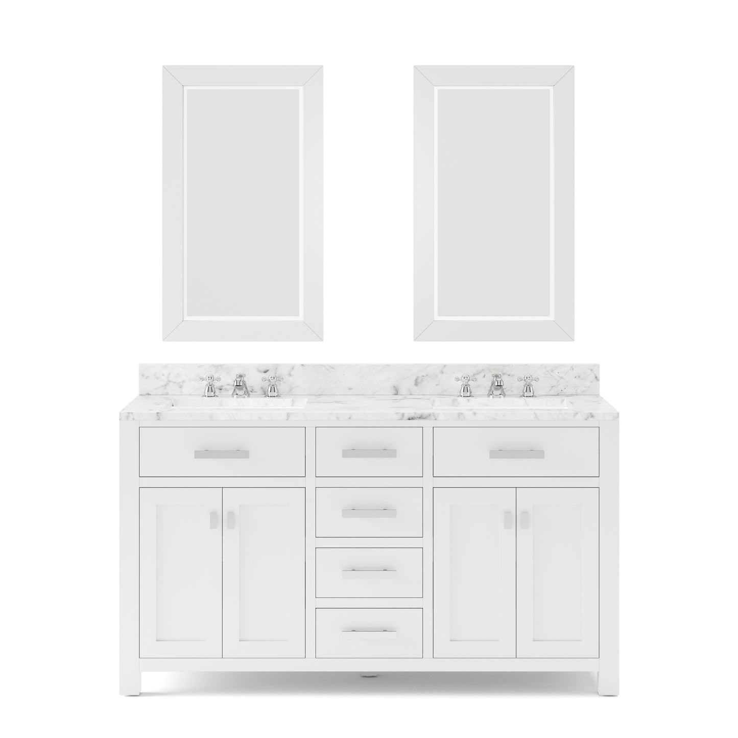 Water Creation Madison 60 Inch Double Sink Bathroom Vanity With 2 Matching Framed Mirrors - Luxe Bathroom Vanities