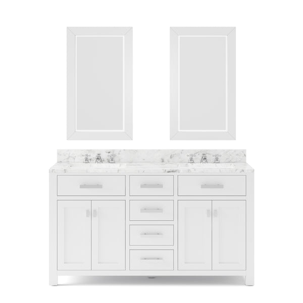 Water Creation Madison 60 Inch Double Sink Bathroom Vanity With 2 Matching Framed Mirrors And Faucets - Luxe Bathroom Vanities