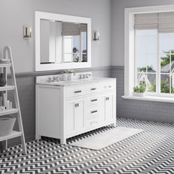 Water Creation Madison 60 Inch Double Sink Bathroom Vanity With Matching Framed Mirror - Luxe Bathroom Vanities