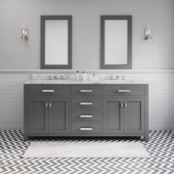 Water Creation Madison 72 Inch Double Sink Bathroom Vanity With 2 Matching Framed Mirrors - Luxe Bathroom Vanities
