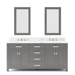 Water Creation Madison 72 Inch Double Sink Bathroom Vanity With 2 Matching Framed Mirrors And Faucets - Luxe Bathroom Vanities