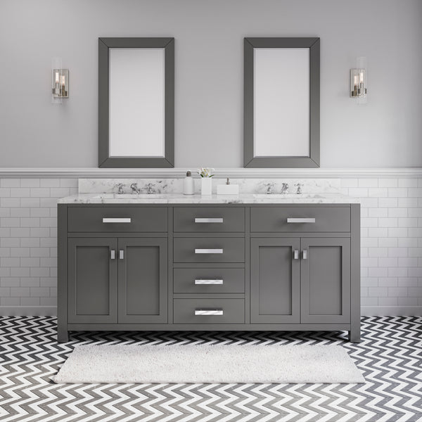 Water Creation Madison 72 Inch Double Sink Bathroom Vanity With 2 Matching Framed Mirrors And Faucets - Luxe Bathroom Vanities