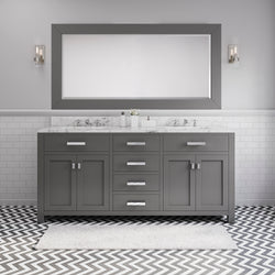 Water Creation Madison 72 Inch Double Sink Bathroom Vanity With Matching Large Framed Mirror - Luxe Bathroom Vanities