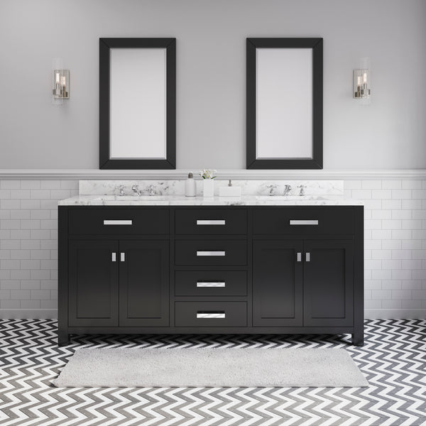 Water Creation Madison 72 Inch Double Sink Bathroom Vanity With 2 Matching Framed Mirrors And Faucets - Luxe Bathroom Vanities