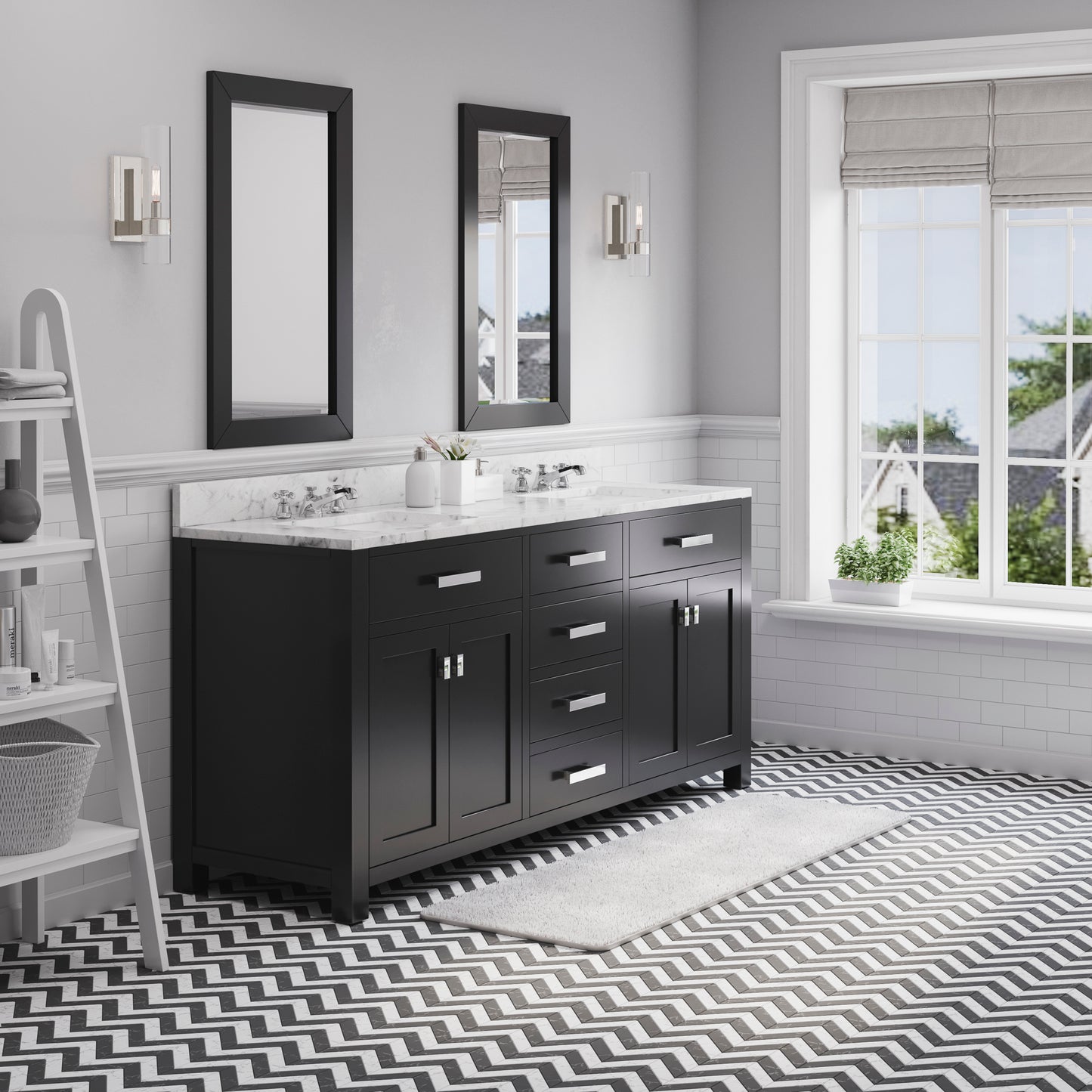 Water Creation Madison 72 Inch Double Sink Bathroom Vanity With 2 Matching Framed Mirrors And Faucets - Luxe Bathroom Vanities