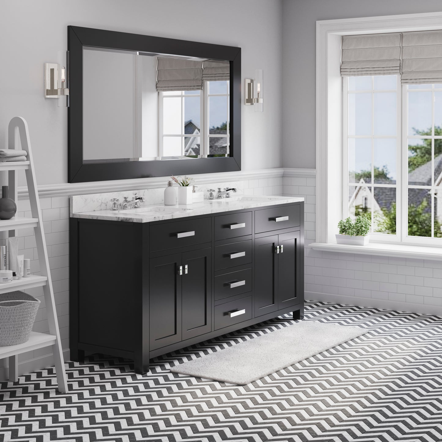 Water Creation Madison 72 Inch Double Sink Bathroom Vanity With Matching Framed Mirror And Faucet - Luxe Bathroom Vanities