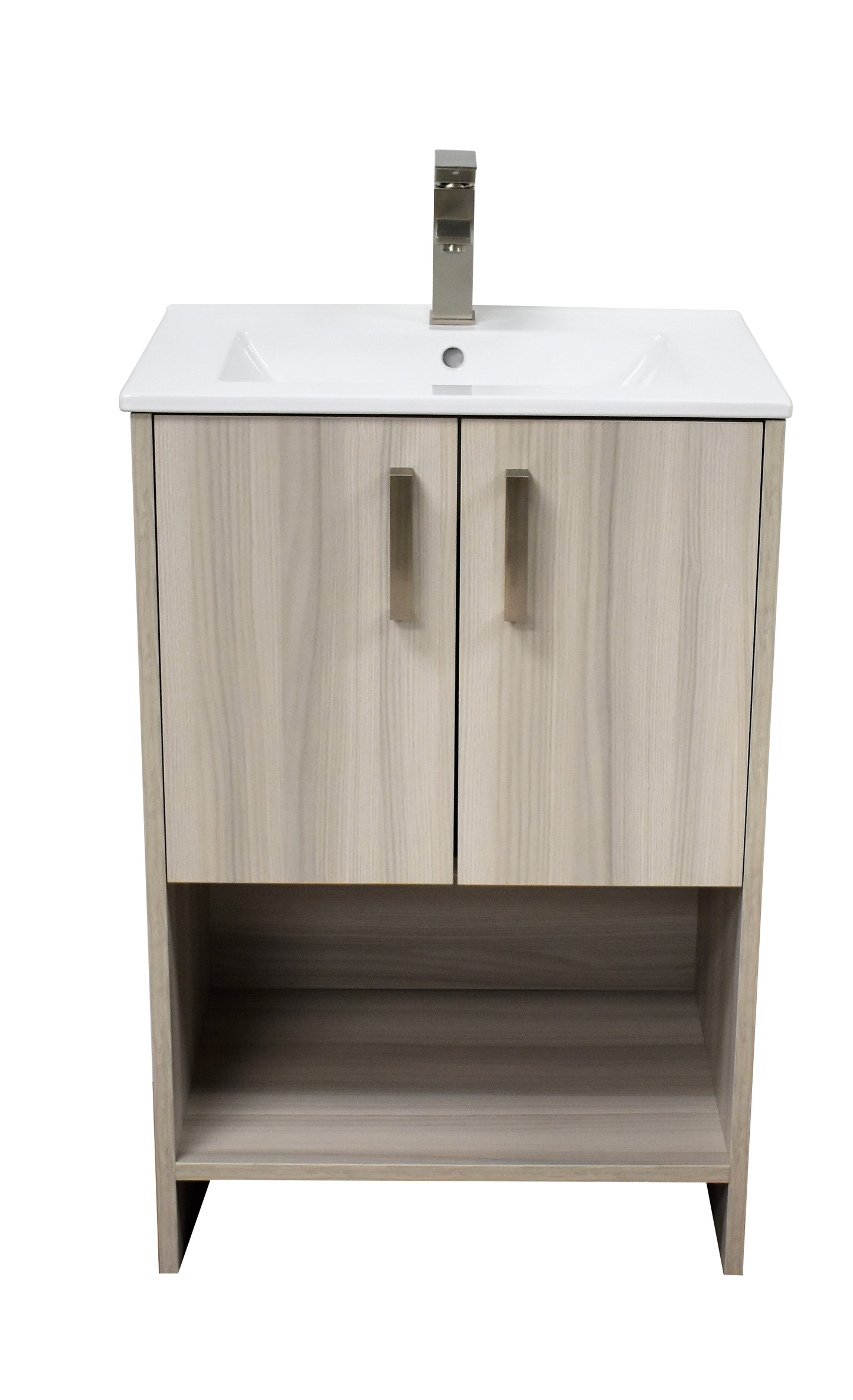 Volpa Cabo 24" Modern Bathroom Vanity with Integrated Ceramic Top and Brushed Nickel Handles - Luxe Bathroom Vanities Luxury Bathroom Fixtures Bathroom Furniture