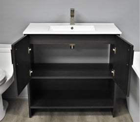 Volpa Pacific 36" Modern Bathroom Vanity with Integrated Ceramic Top and Brushed Nickel Round Handles - Luxe Bathroom Vanities Luxury Bathroom Fixtures Bathroom Furniture